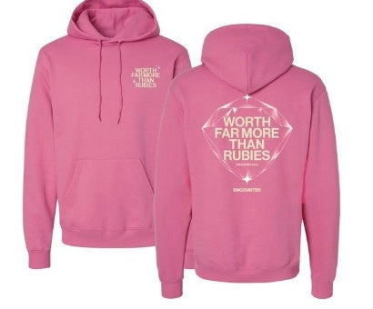 Encounter Rubies Hoodie - Pink (Worth Far More Than Rubies) mockup